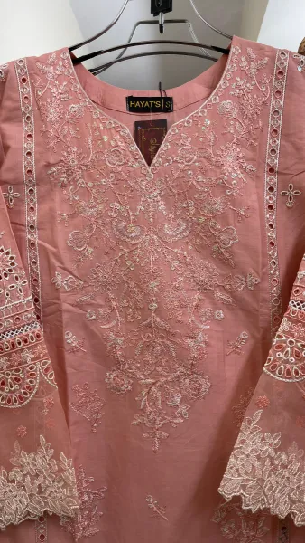 Pakistani Original Hayat Stitched Cotton 3Pcs _ Pink 
